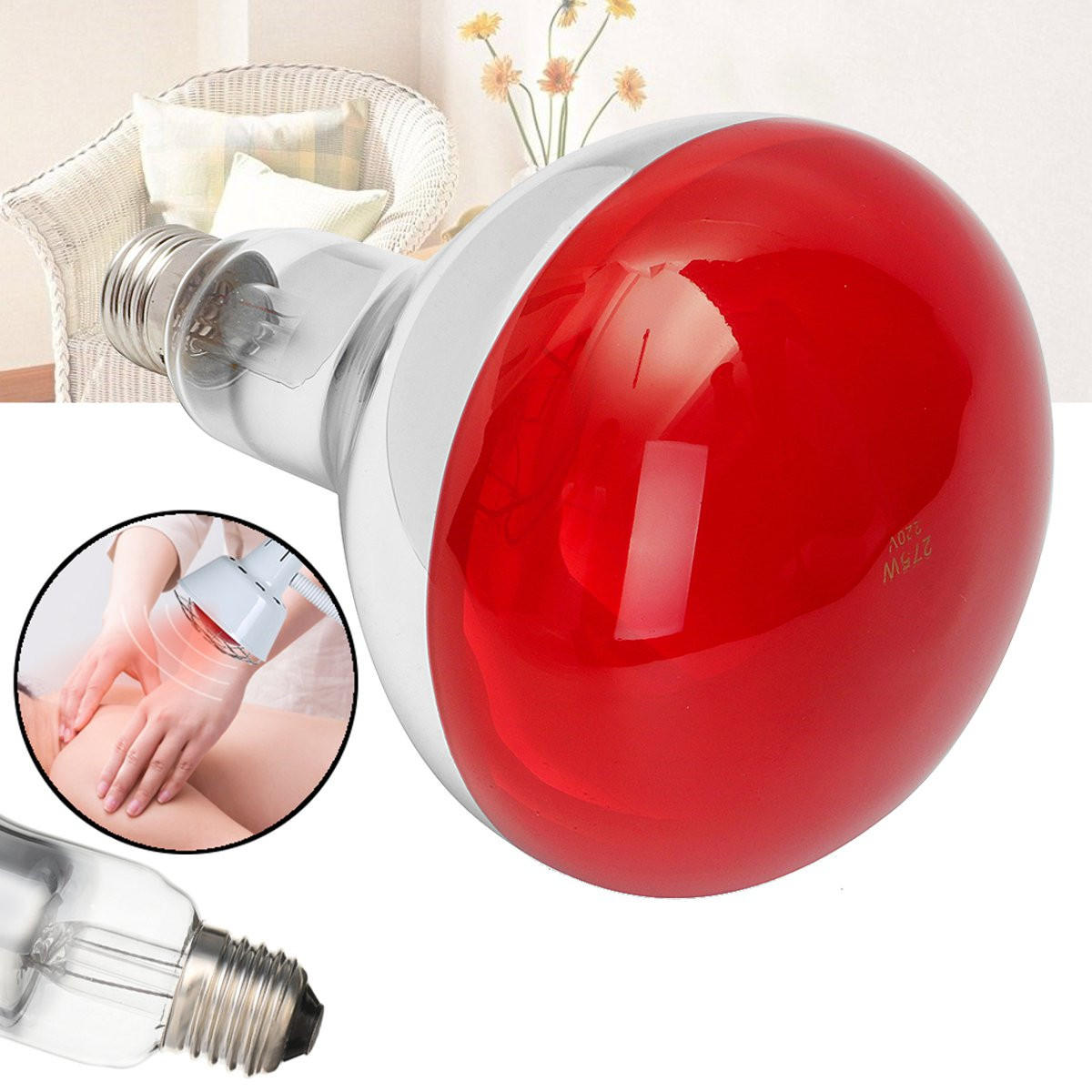 

AC220V E27 275W Infrared Floor Stand Heat Lamp Bulb for Health Pain Relief Therapy