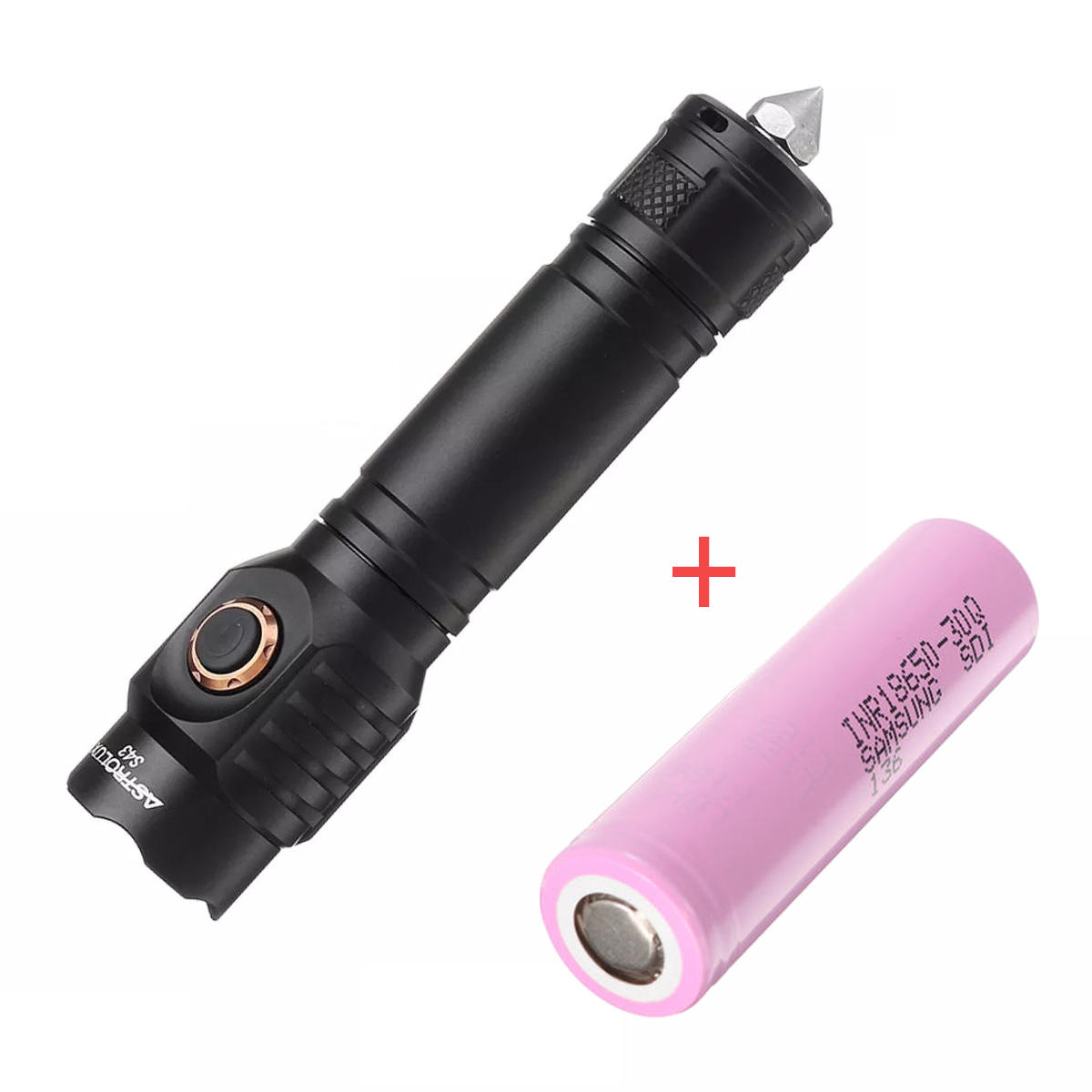 Astrolux S43 4LED Stepless Dimming 18350 18650 Flashlight+Samsung 30Q 20A 18650 Power Battery Flat Top