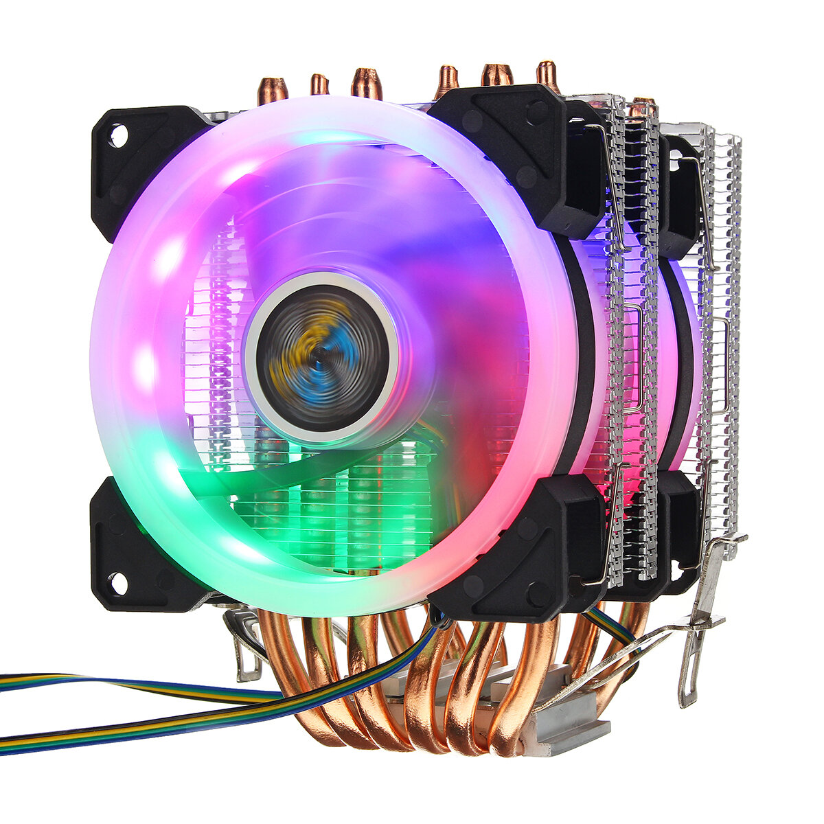 CPU-koeler 6 Heatpipe 4-pins RGB 2x koelventilator voor Intel 775/1150/1151/1155/1156 / 1366AMD