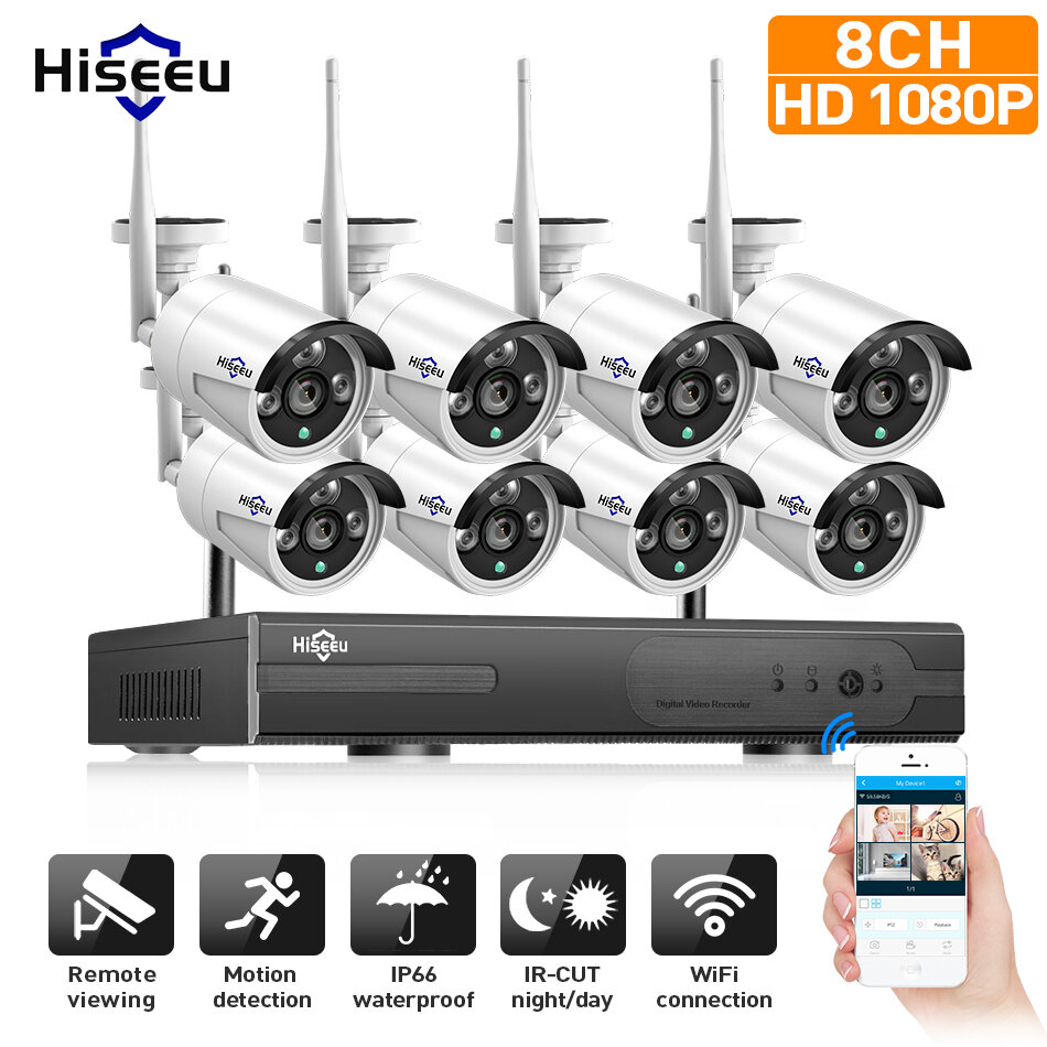 Zestaw monitoringu Hiseeu 1080P Wireless CCTV z EU za $164.44 / ~625zł