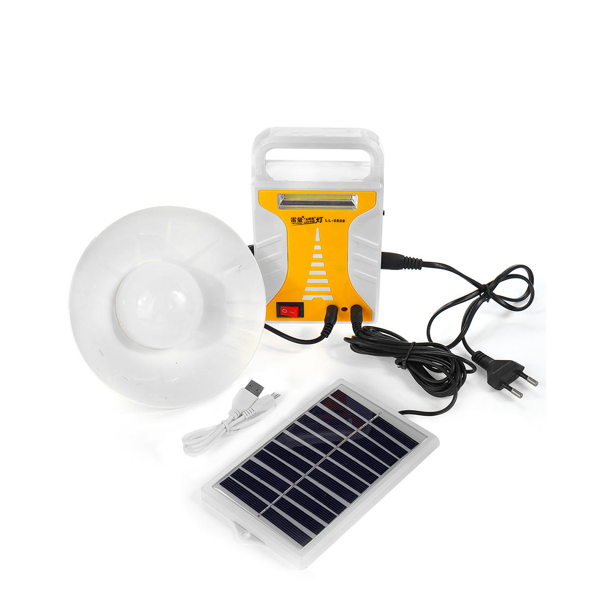 5W COB+5W 14SMD Solar Panel System Light Kit LED Lamp Bulb Outdoor Camping Emergency Lantern