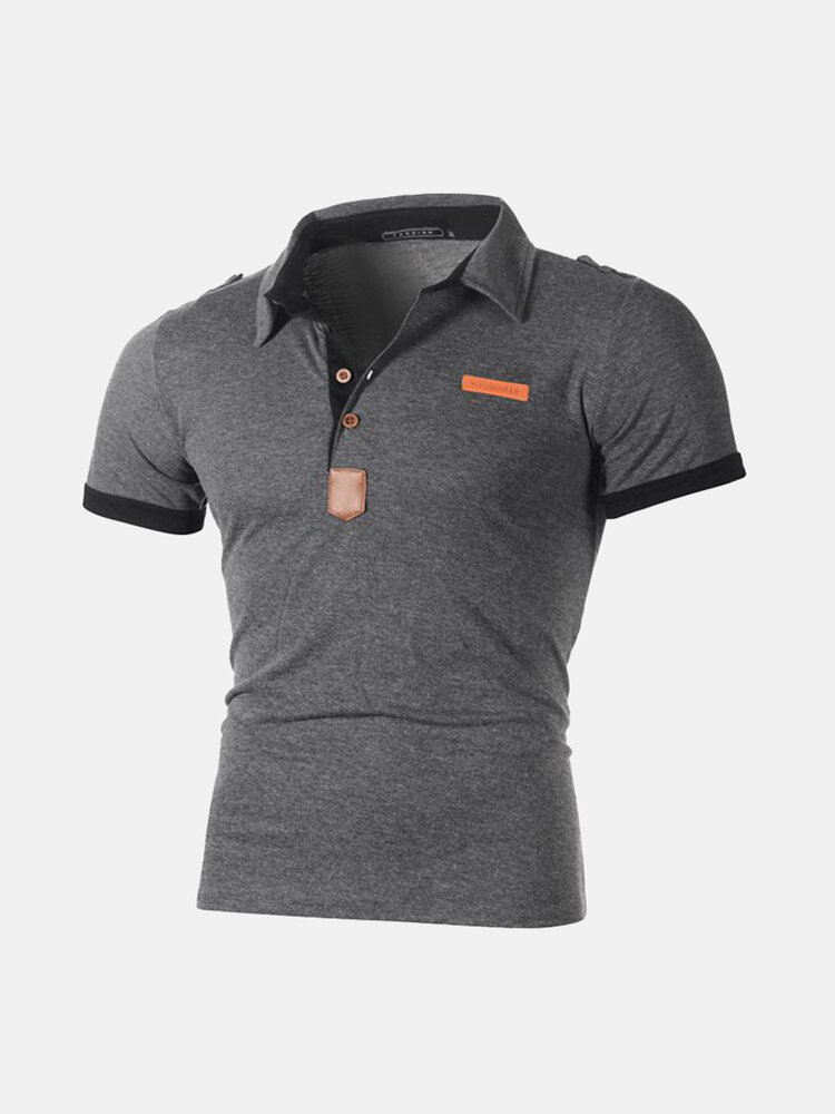 Image of Herren Business Golf Shirt Patchwork Kurzarm Slim Frhling Sommer Casual Baumwolle Tops