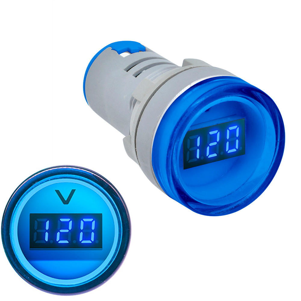 5pcs Blue 22MM AD16 AD16-22DSV Type AC 60-500V Mini Voltage Meter LED Digital Display AC Voltmeter Indicator Light/Pilot