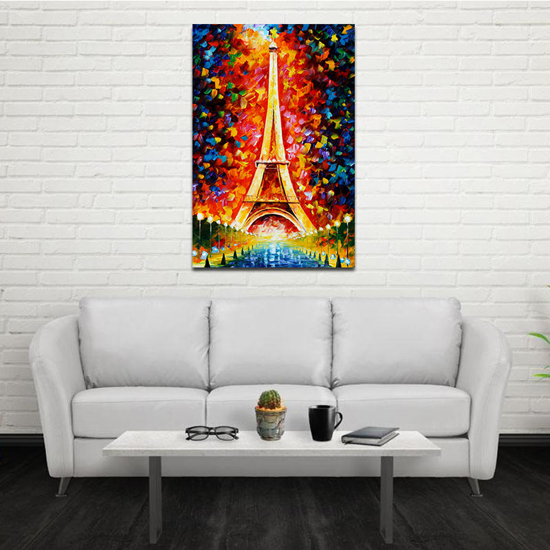 

Miico Hand Painted Oil Paintings Eiffel Tower Scenery Wall Art For Home Decoration