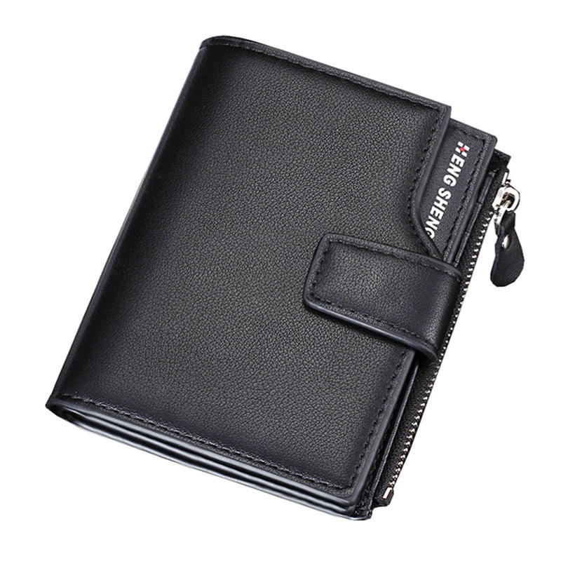 Portefeuille trifold multifonction pour hommes Hengsheng en cuir PU avec poche à monnaie, porte-cartes de crédit et d'identité.