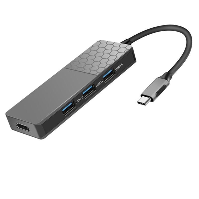 YC750 7-in-1 Type-C USB-hub 3-poorts USB 3.0 HDMI-compatibele converter SD / TF-kaartlezer PD-oplaad