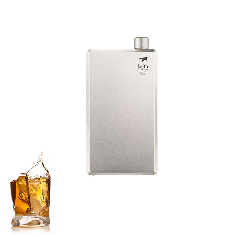 Keith Ti9306 Flacone per liquore quadrato in puro titanio da 100 ml Fiaschetta portatile campeggio Travel 