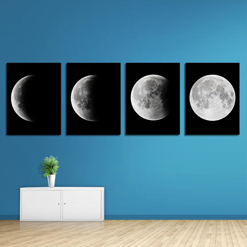 Miico Handgeschilderde viercombinaties Decoratieve schilderijen Gradi?nt maanlicht kunst aan de muur