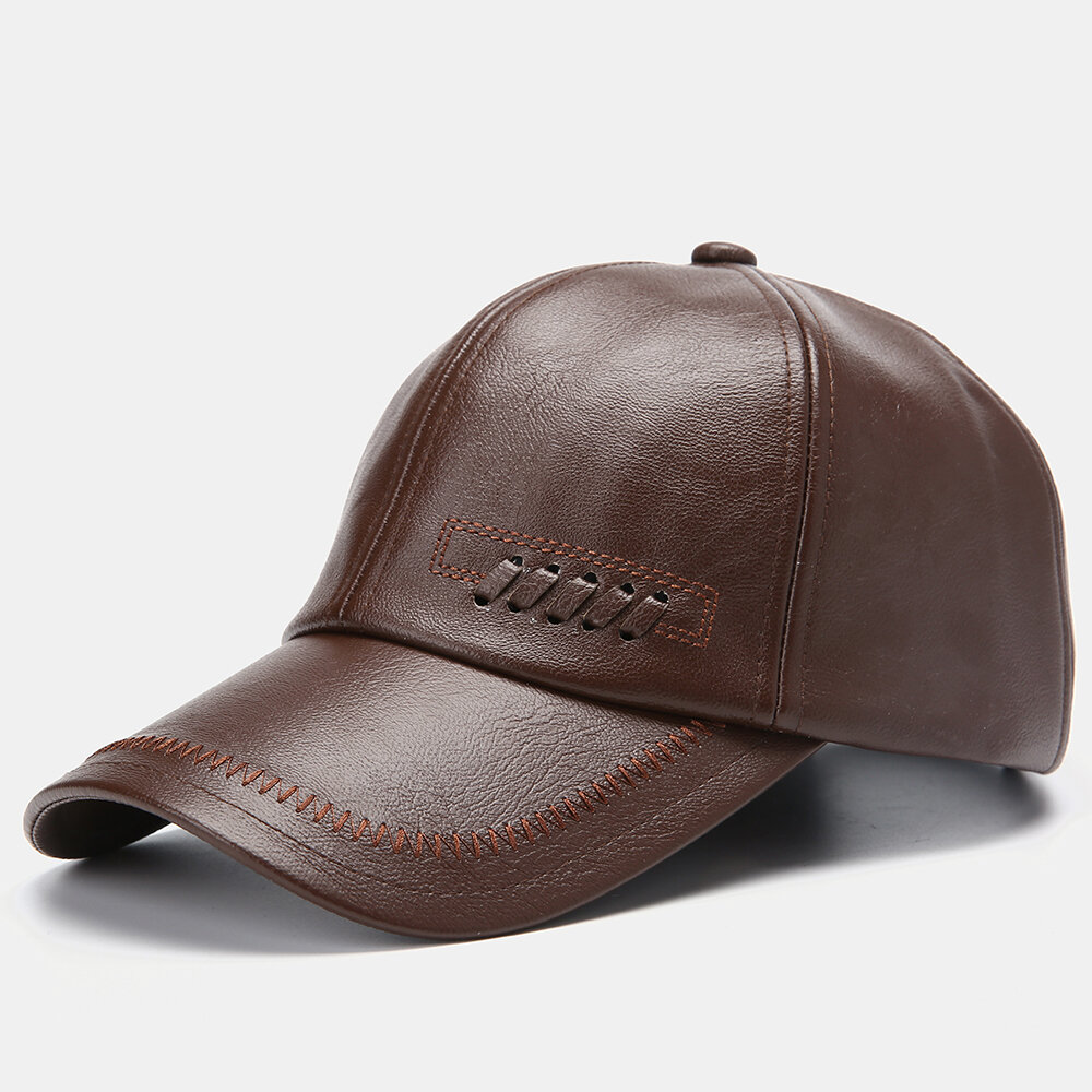 

Collrown Мужская кожаная бейсбольная кепка На открытом воздухе Warm Trucker Регулируемые шляпы