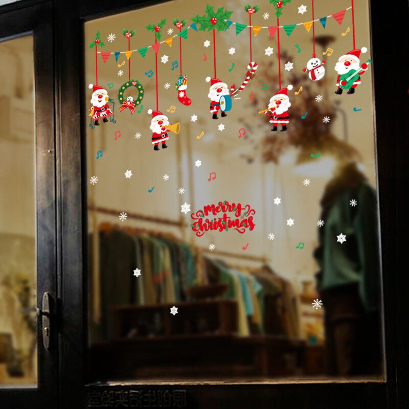 Miico SK9246 Merry Christmas Window Cartoon Santa Claus Wall Sticker Removable For Christmas Decorat