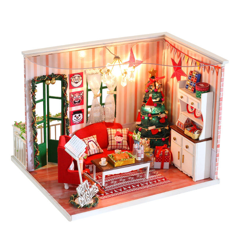 

iiecreate CF-04 DIY Собранный Кукла Дом Рождественский подарок игрушка с Светодиодный