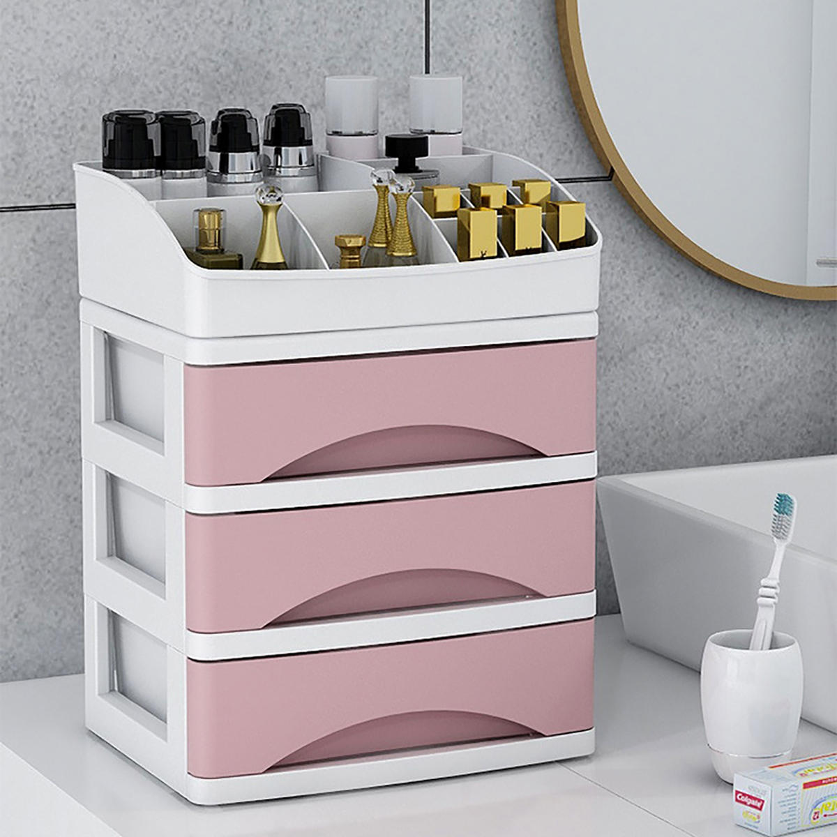 2/3 Layer Cosmetic Makeup Organiser Holder Tidy Storage Jewelry Box Shelf Cabinet Drawer