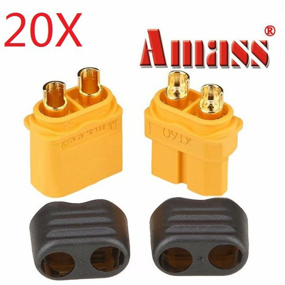 20 Pairs Amass XT60+ Plug Male & Female Connectors With Sheath Housing