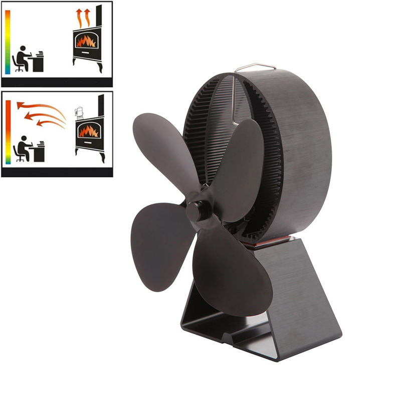 IPRee® 4 Blades Fireplace Fan Thermal Heat Power Stove Fan Wood Burner Fan Max Temperature 400℃