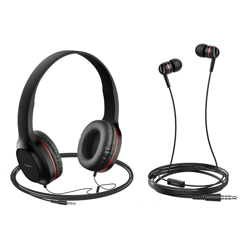 HOCO W24 Universal Music Set of Wired Headphone With 3.5mm Earphone With Mic for PC Computer Phone