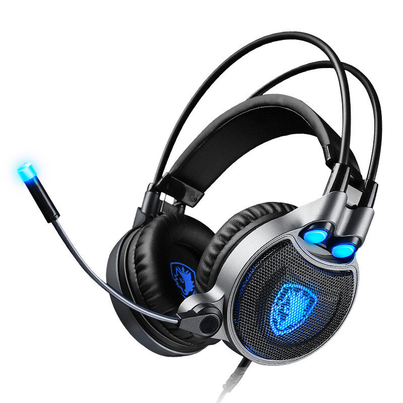 

SADES R1 USB Wired 7.1 Surround Stereo Sound Vibration LED Light Gaming Headphone With Microphone for PC Laptop Gamer Ga