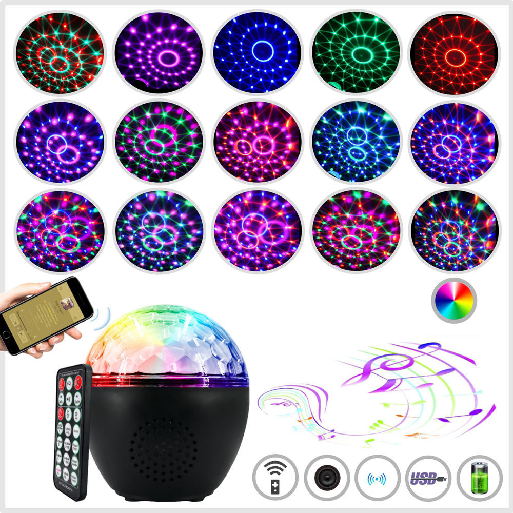 16 kleuren Bluetooth-luidspreker Disco Ball Mini Muziek Audio Podium Licht Afstandsbediening Draagba