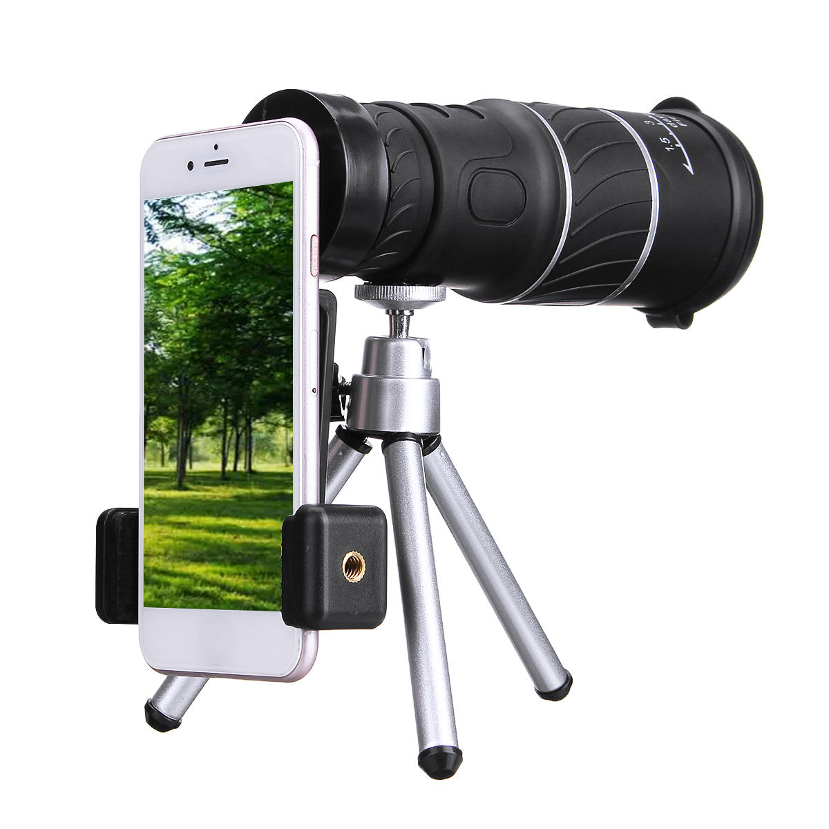 Telescópio Monocular 40X60 HD para acampamento e caça ao ar livre com tripé e clipe para celular.