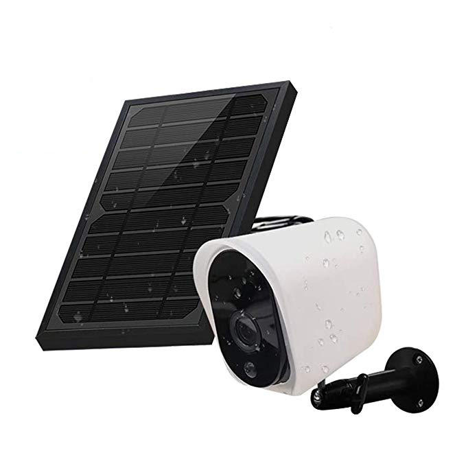 GUUDGO Wireless Solar Rechargeable Battery Powered Security IP Camera with Solar Panel, 1080p HD Waterproof Outdoor Home