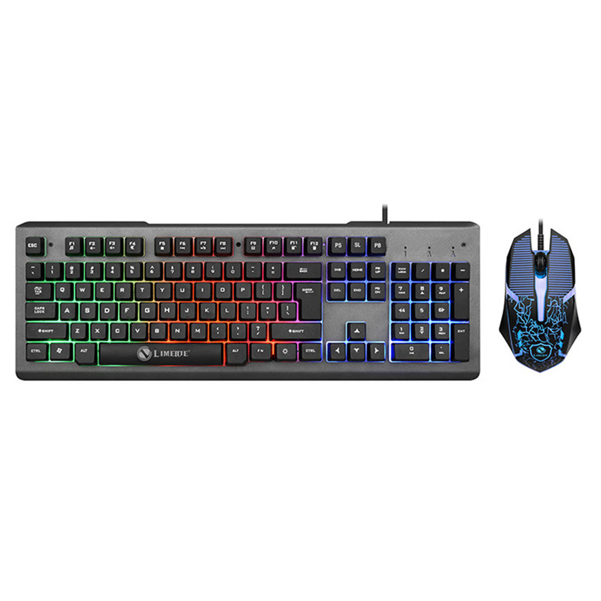 Colorful Backlight USB Wired Gaming Keyboard 2400DPI LED Gaming Mouse Combo with
