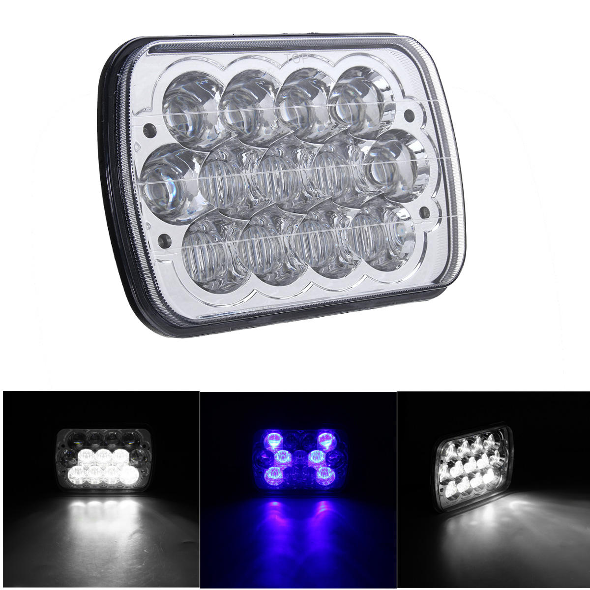 5X7 Inch H4 13 LED-koplampen Hoog laag dubbel licht met sfeerlamp DC9-32V 40W voor Jeep Grand Cherok