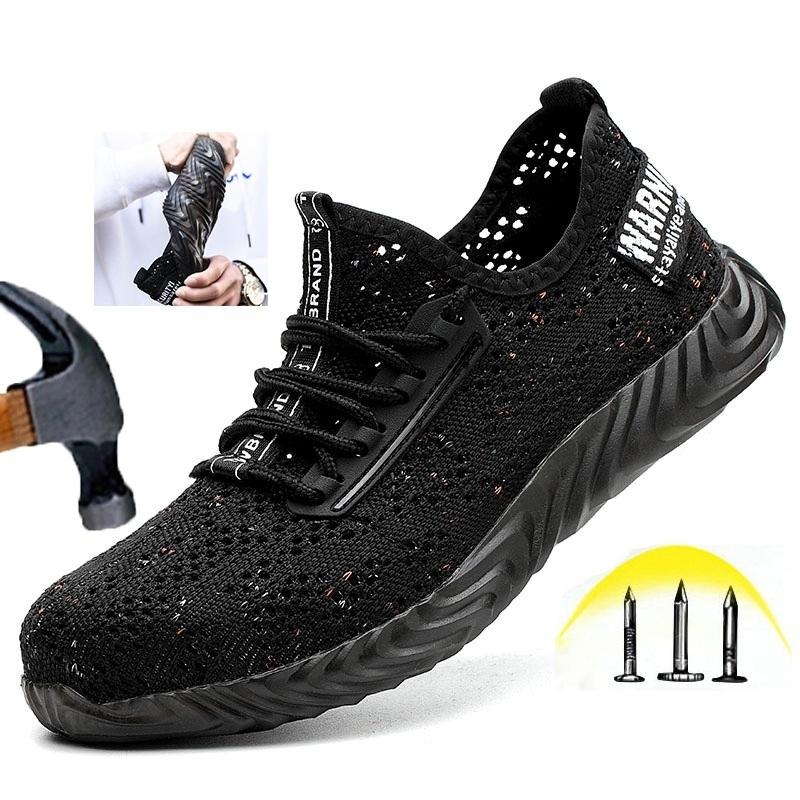 Męskie buty bezpieczeństwa TENGOO z szybkoschnącym noskiem ze stali, antypoślizgową i odporną na uderzenia podeszwą do wędrówek, kempingu, wędkarstwa i pracy