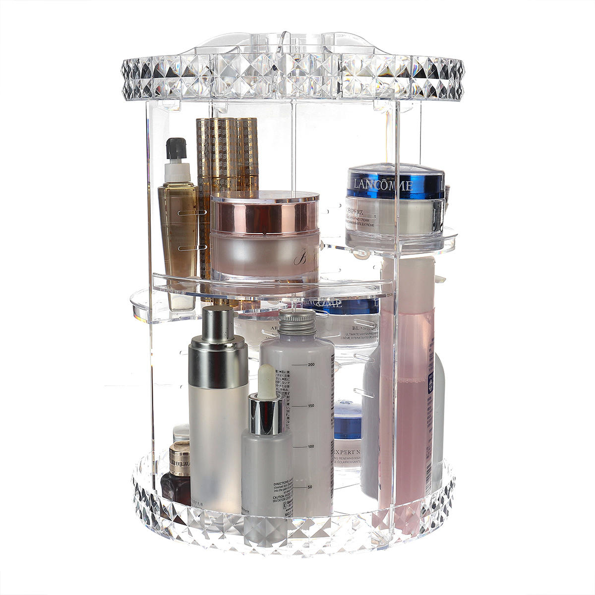 360 graden rotatie Transparant Acryl Cosmetica Opbergdoos Mode Spin multifunctionele Desktop Afneemb