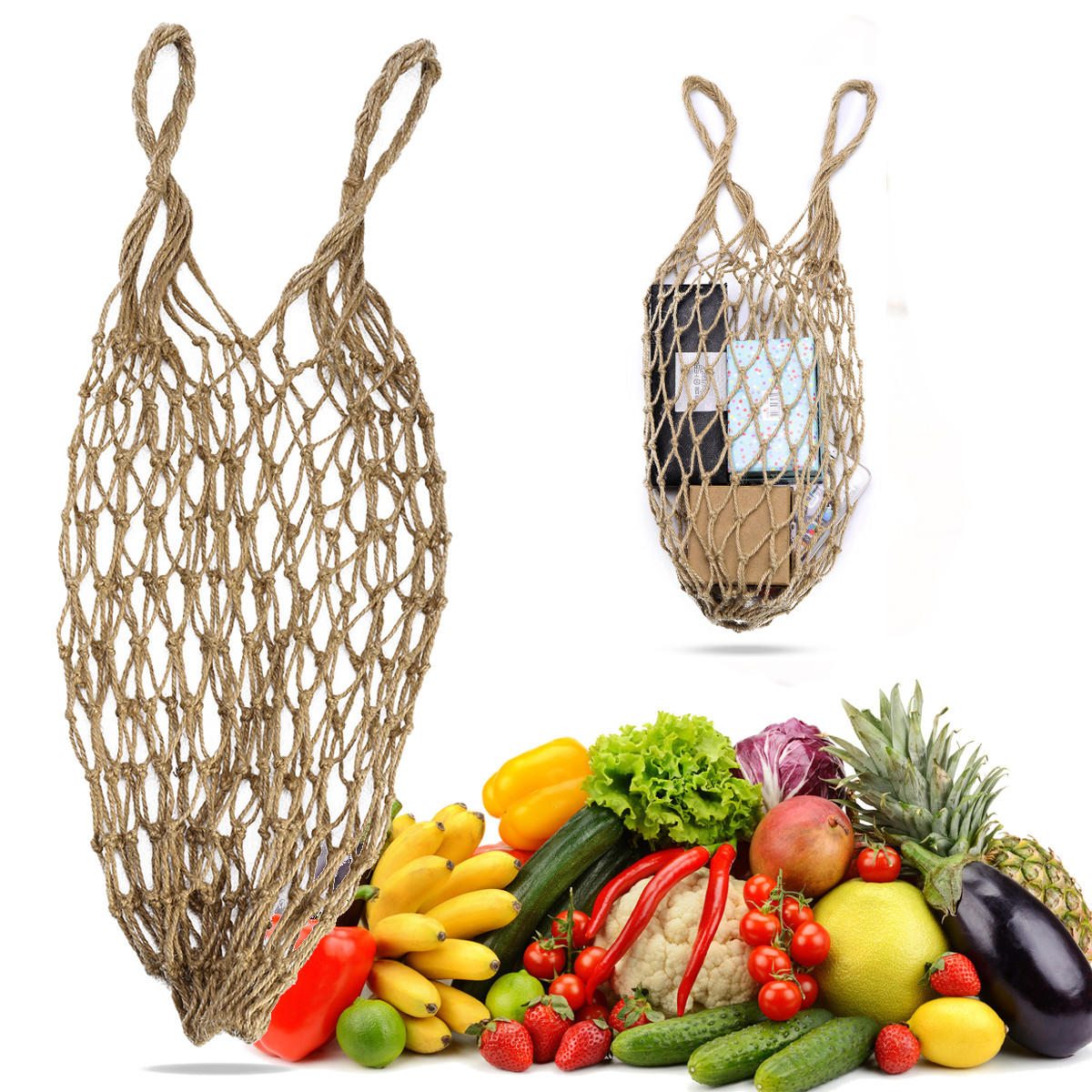 Mesh Jute String Net Shopping Short Handle Re-Usable Storage Bag