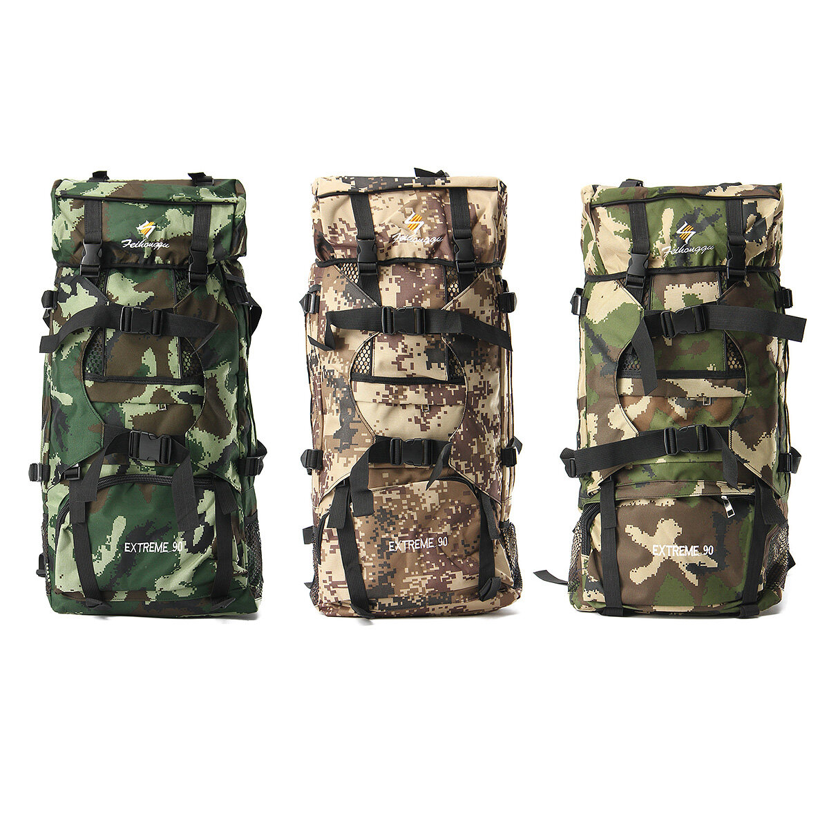 IPRee® حقيبة ظهر عسكرية تكتيكية كبيرة السعة سعة 90 لتر مقاومة للماء للمشي لمسافات طويلة والتخييم والسفر في الهواء الطلق