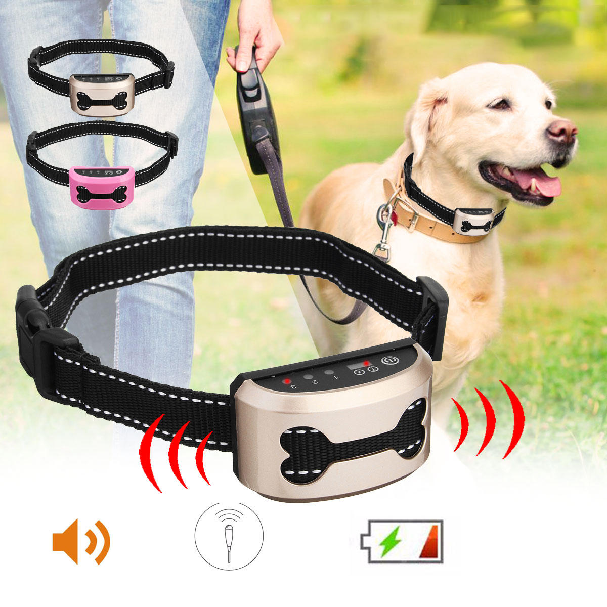 Huisdierentrainer Hond Anti-blaffen Stop trainingsapparaat USB Oplaadbaar 3 modi Anti-blaffen Ultras