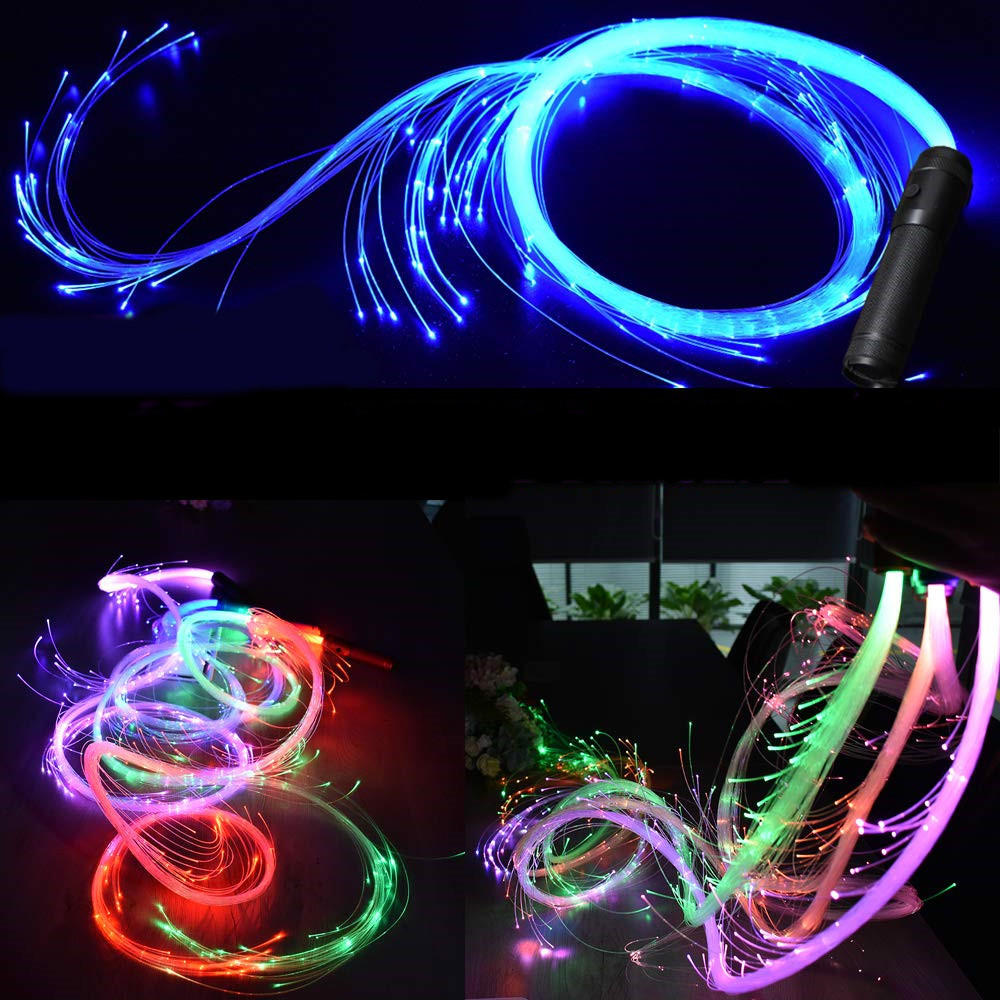 الصمام الألياف البصرية الشريط السوط ضوء 360 درجة RGB متعددة وضع مصباح يدوي تبين موسيقى مهرجان الرقص البطارية تعمل