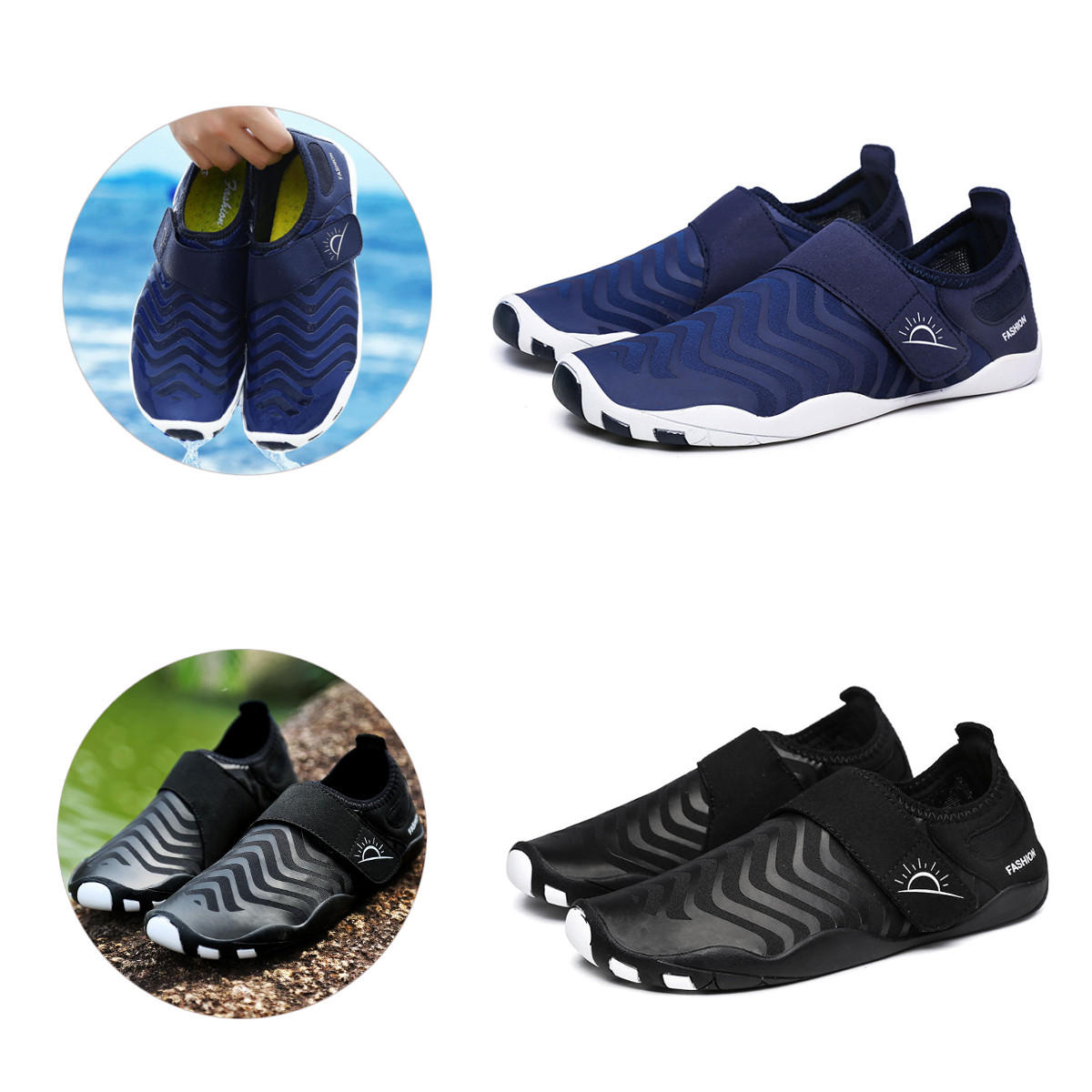 Zapatos de vadeo ultraligeros a rayas, de secado rápido, de fácil deslizamiento, ideales para deportes al aire libre, natación y yoga.