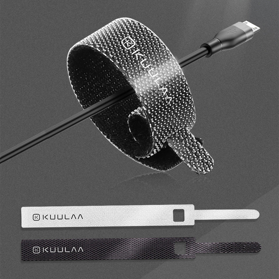 KUULAA Strong Adhesion Nylon Cable Management Winder Wire Organizer Mouse Cord Protector Power Wire Earphone Line Manage