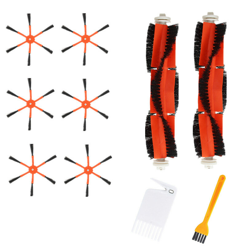 10pcs Vacuum Cleaner Parts Replacements for xiaomi Roborock S6 S55 Orange Side Brushes*6 Main Brushe