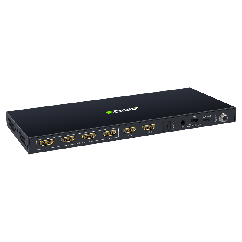 

AIMOS AM-B41A 4K HD Matrix Video Switcher 18G Bandwidth Optical Audio Splitter for PC PS3 PS4 TV Box