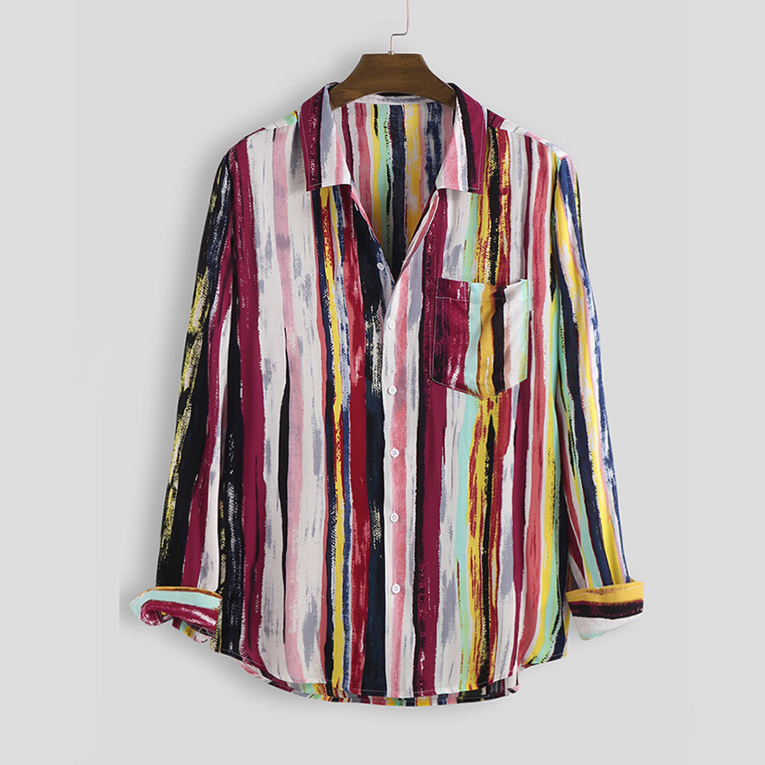 Herfststreep Meerkleurig Casual shirts met lange mouwen in kleur