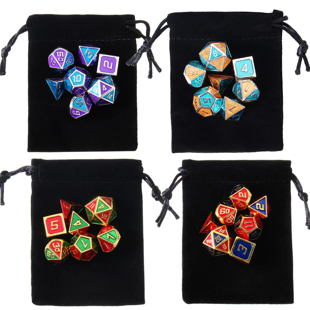 7 stks Polyhedrale Dobbelstenen Set voor Dungeons Dragons D20 D12 D10 D8 D6 D4 Games + Opslag Pouche