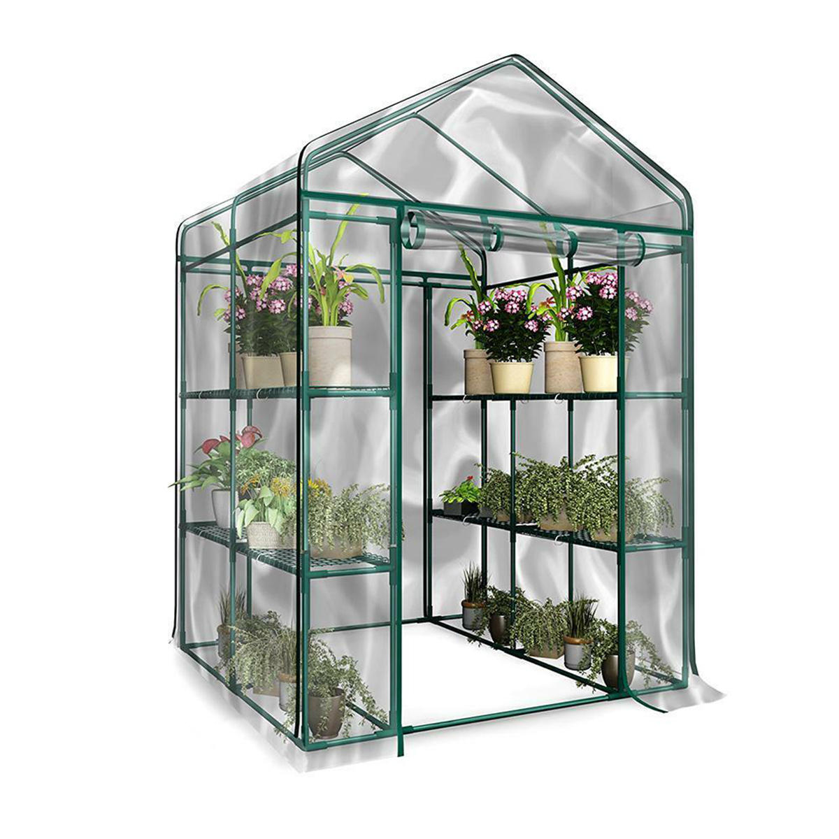 best price,3,tier,portable,greenhouse,6,shelves,pvc,cover,143x143x195cm,coupon,price,discount