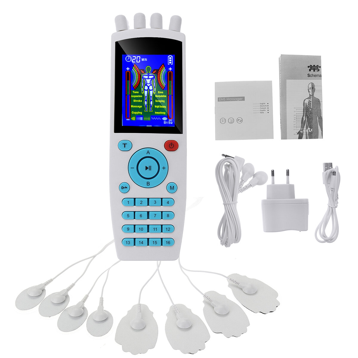 

16 Modes Electric Body Health Tens Slimming Pulse Therapy Massager Machine Relax Muscle