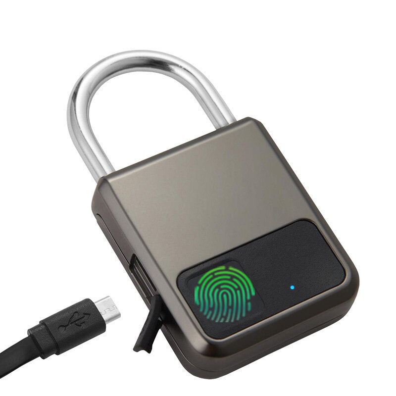 HUITEMAN Smart Zamek Odcisku Palca Anti Theft Door Lock Ładowanie USB Wodoodporny Bezkluczowy Zamek na Kłódkę 0,5 Sekundy Odblokuj Zamek Podróżny.