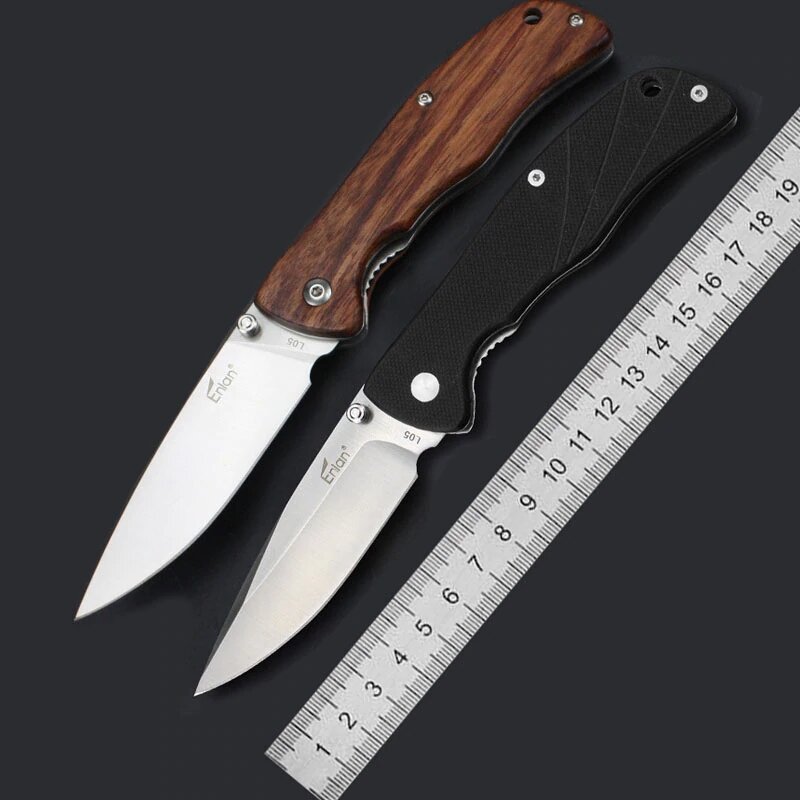Enlan L05 8CR13Mov Blade G10 or Wood Handle Folding Pocket Knife With Clip Liner-lock Stainless Steel Knife