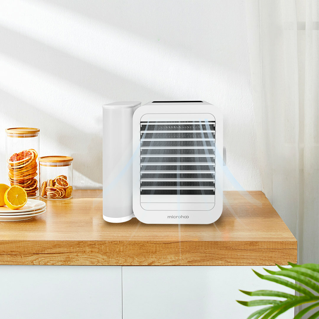 MICROHOO 6W 1000ml Water Capacity White Mini Air Conditioner From Xiaomi Youpin Touch Screen Adjustment Energy Saving Low Noise