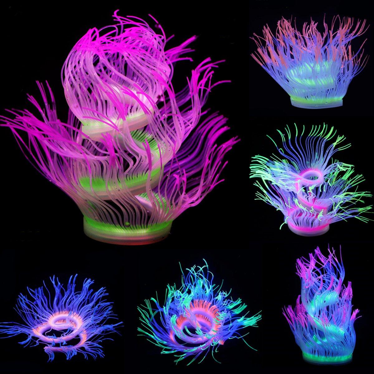Aquarium Fish Tank Waterplant Decor Glowing Sea Anemone Coral Plant Ornament New