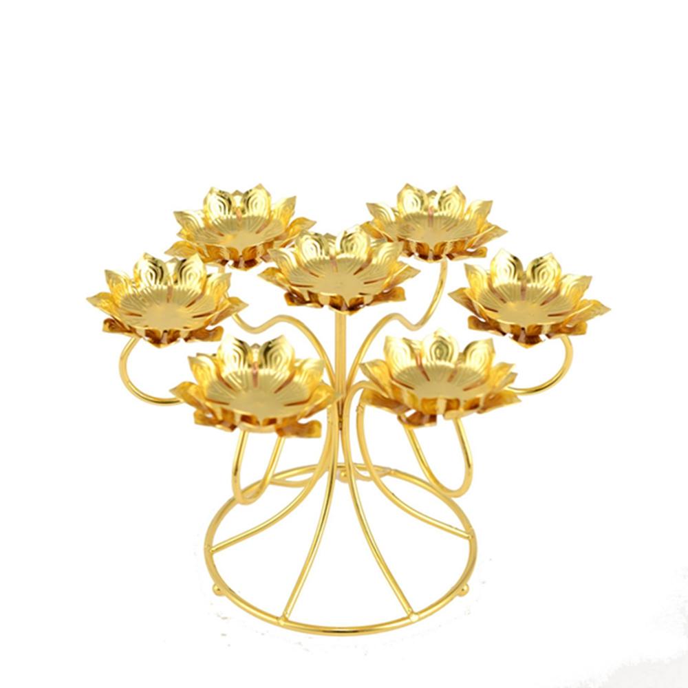 Assembled Lotus Style Stainless Steel Seven Star Butter Lamp Candle Holder For Daily Pray Or Buddhis