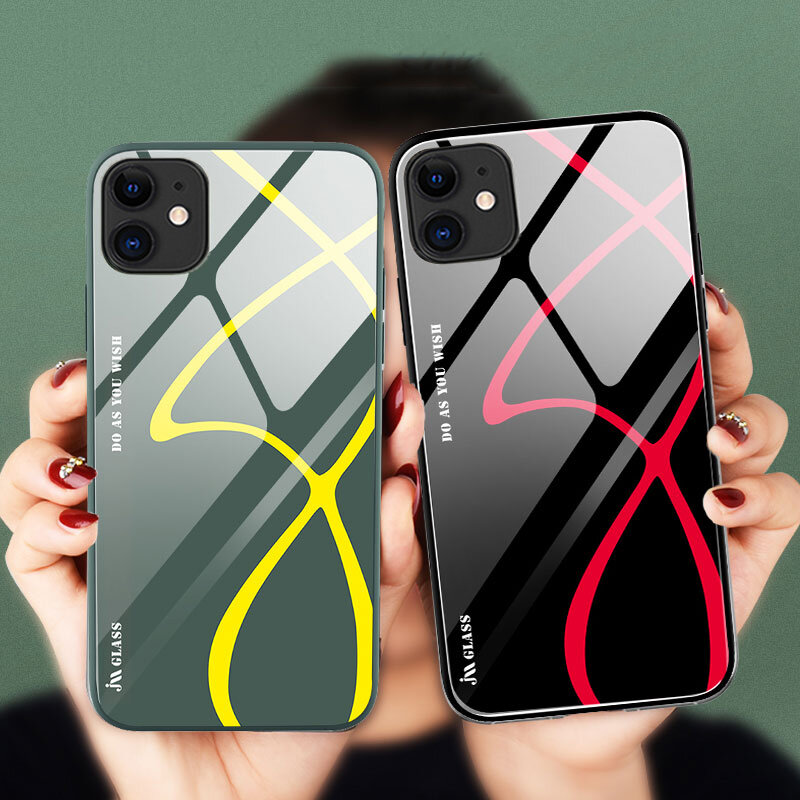 

Bakeey Glossy Colorful Painted Tempered Glass + Soft Liquid Silicone Edge Shockproof Protective Case for iPhone 11 6.1 i