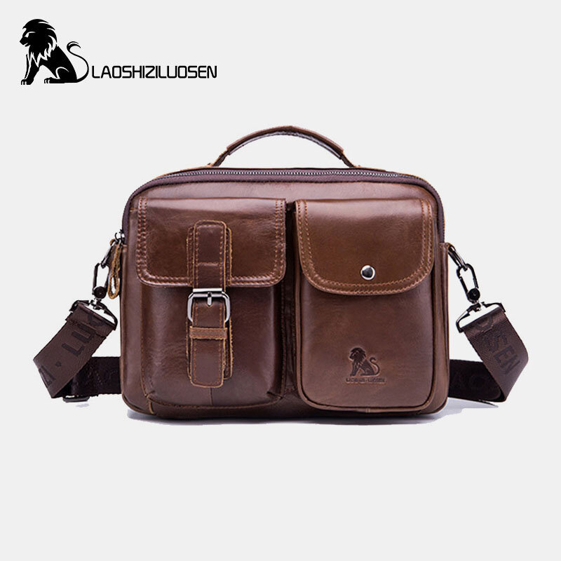 Men Genuine Leather Vintage Business Bag Crossbody Bag
