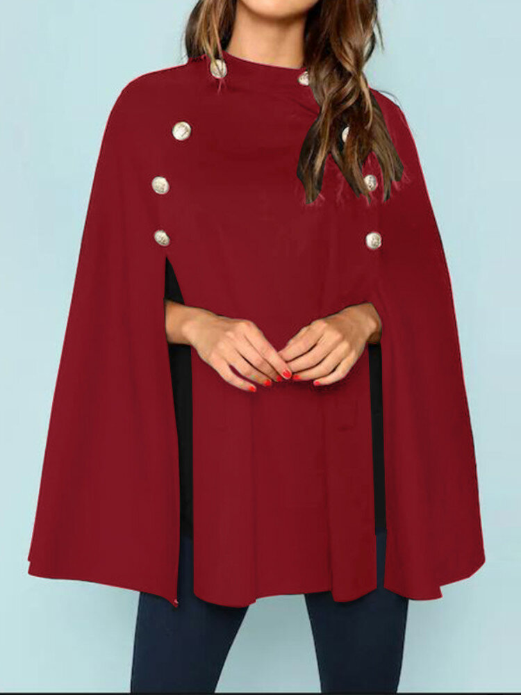 

Женщины британский стиль сплошной цвет пуговица свободный элегантный плащ пальто