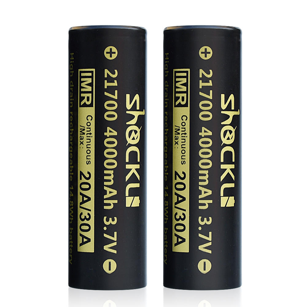 

ShockLi 21700 4000mAh Flat Top High Drain 20A 3.7V Li-ion Rechargeable Battery - 2PCS+Battery Case