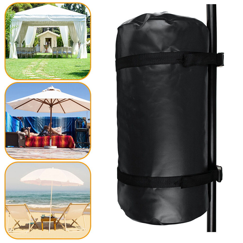Saco de água em PVC de 24x45 cm com base fixa para areia para fixar tendas de campismo, guarda-sóis e toldos ao ar livre.