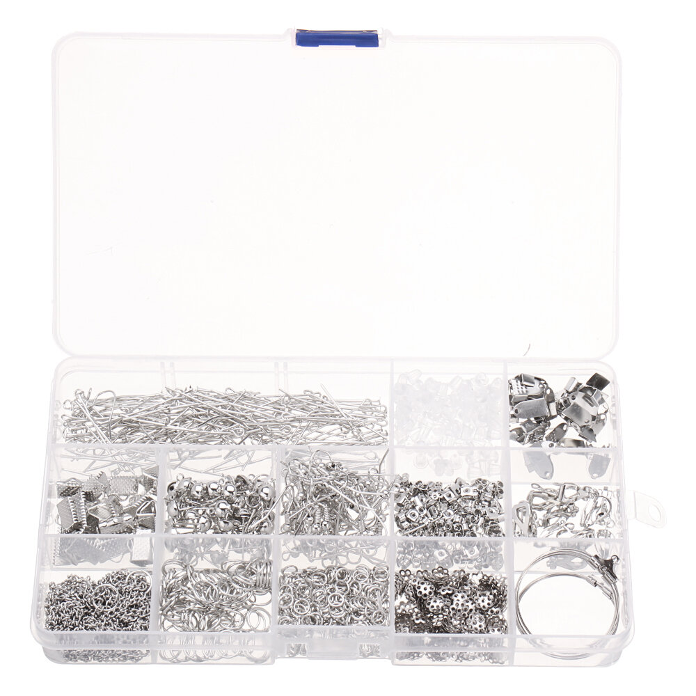 990Pcs/Set Eye Pins Lobster Clasps Jewelry Wire Earring Hooks Jewelry Finding Kit for DIY Necklace J